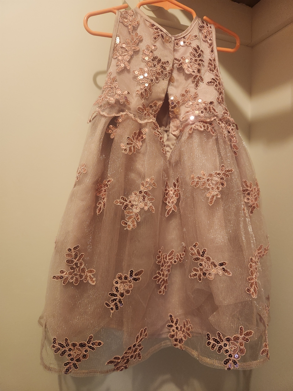 Blueberi Boulevard Blush Pink Lace & Sequin Tulle Dress